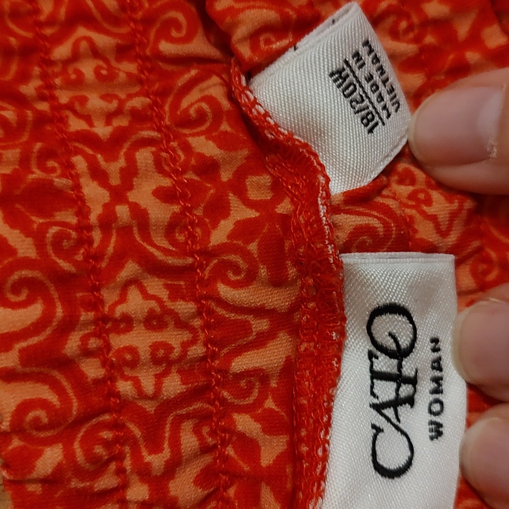 Cato Woman Swingy Pull-On Midi Skirt Coral & Orange Stretch Flare Size 18/20W - Picture 9 of 10